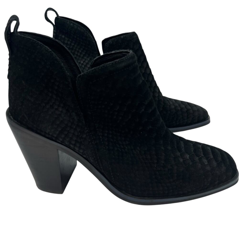 Jeffrey Campbell Womens Size 8.5 Rosee Snake Suede Leather Boots Booties Black
